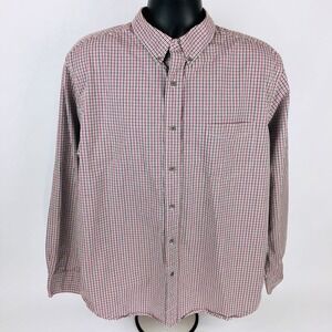 Chaps By Ralph Lauren XL Men's Shirt Brown Black Red Plaid Collared Button (J)